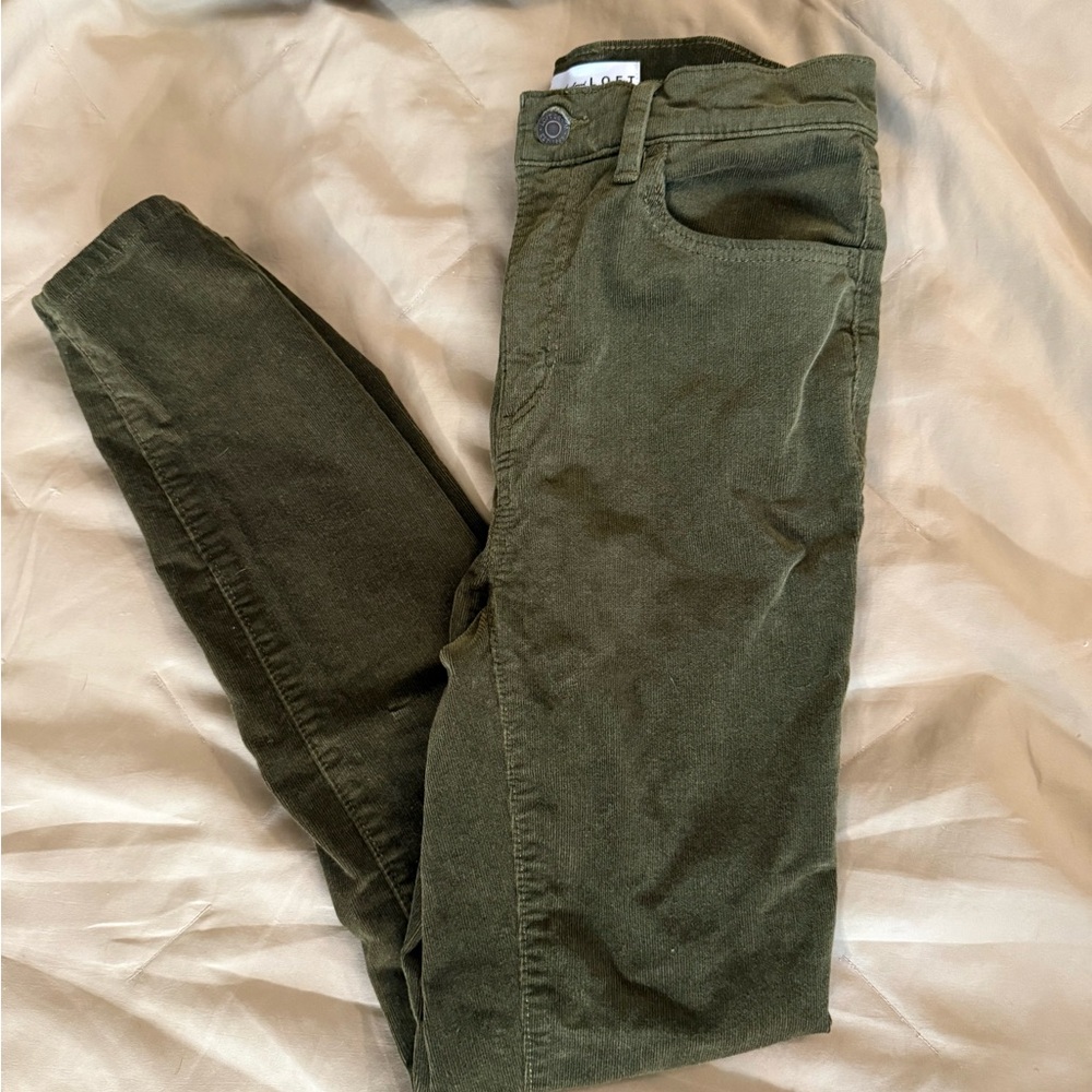 LOFT Olive Corduroy Skinny Jeans